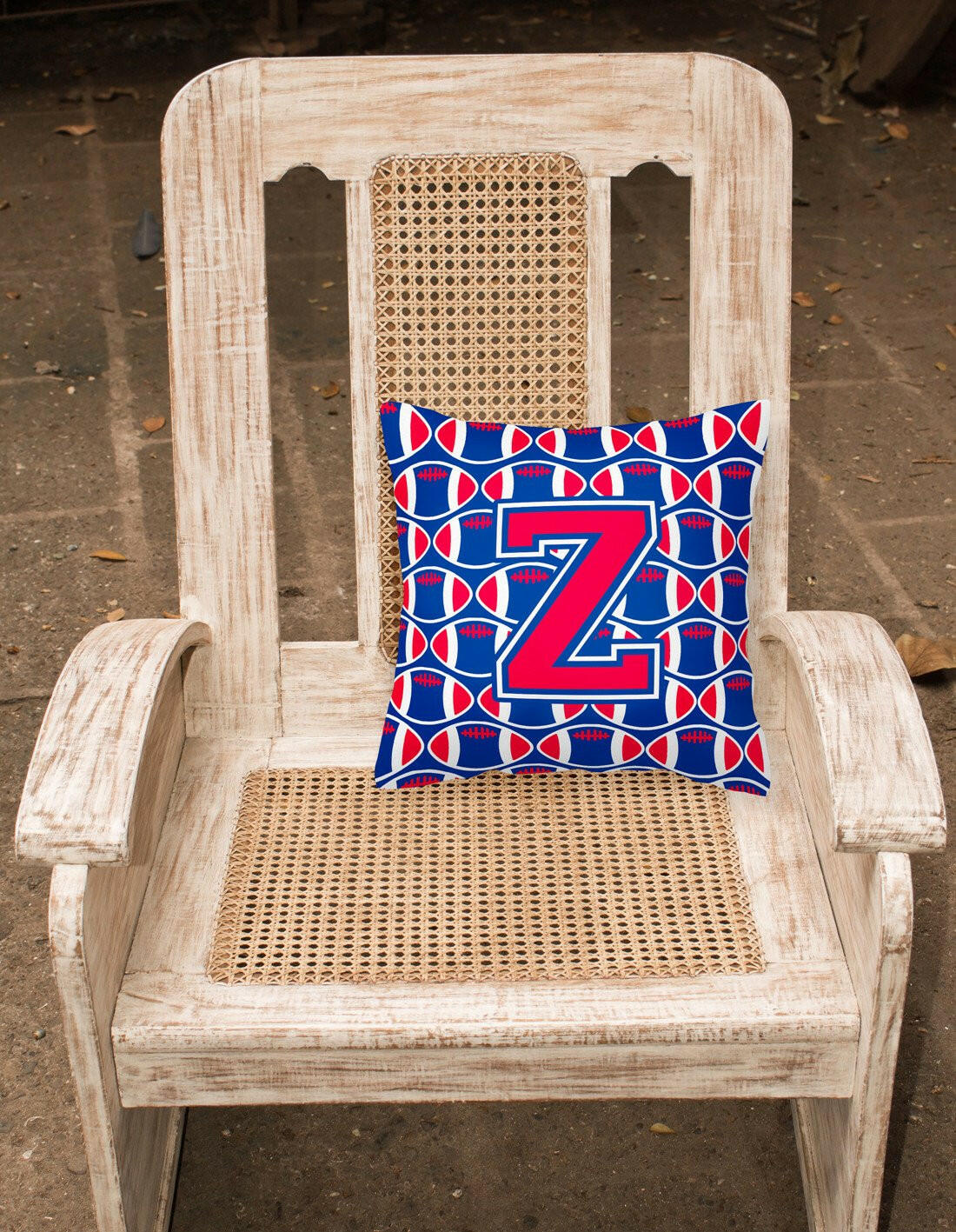 Letter Z Football Harvard Crimson and Yale Blue Fabric Decorative Pillow CJ1076-ZPW1414 by Caroline's Treasures