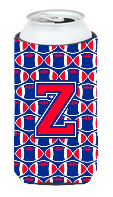 Letter Z Football Crimson and Yale Blue Tall Boy Beverage Insulator Hugger CJ1076-ZTBC by Caroline's Treasures