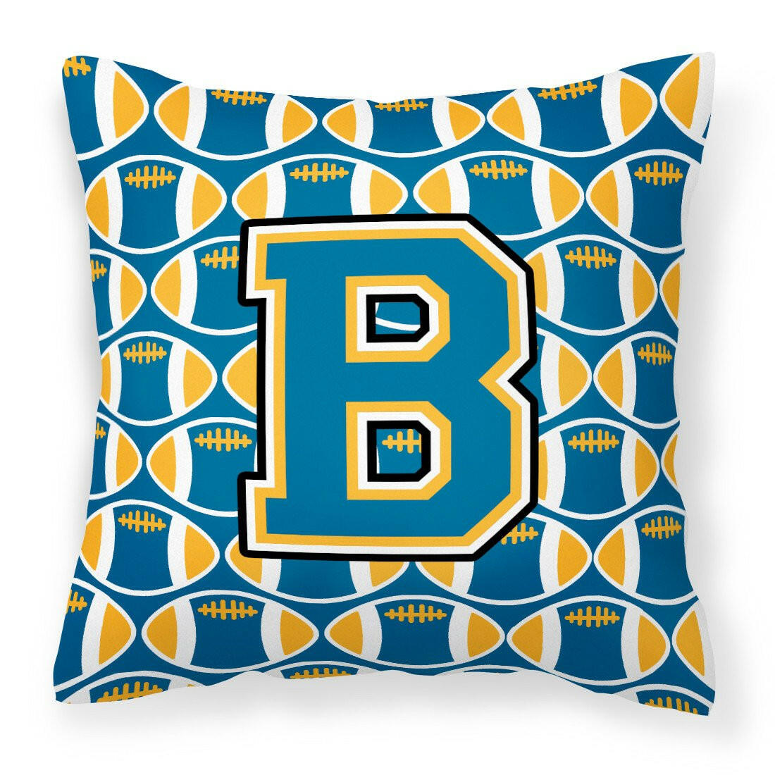 Letter B Football Blue and Gold Fabric Decorative Pillow CJ1077-BPW1414 by Caroline's Treasures