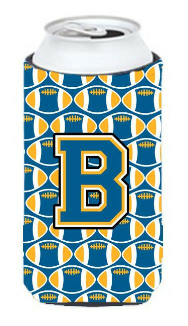 Letter B Football Blue and Gold Tall Boy Beverage Insulator Hugger CJ1077-BTBC by Caroline&#39;s Treasures