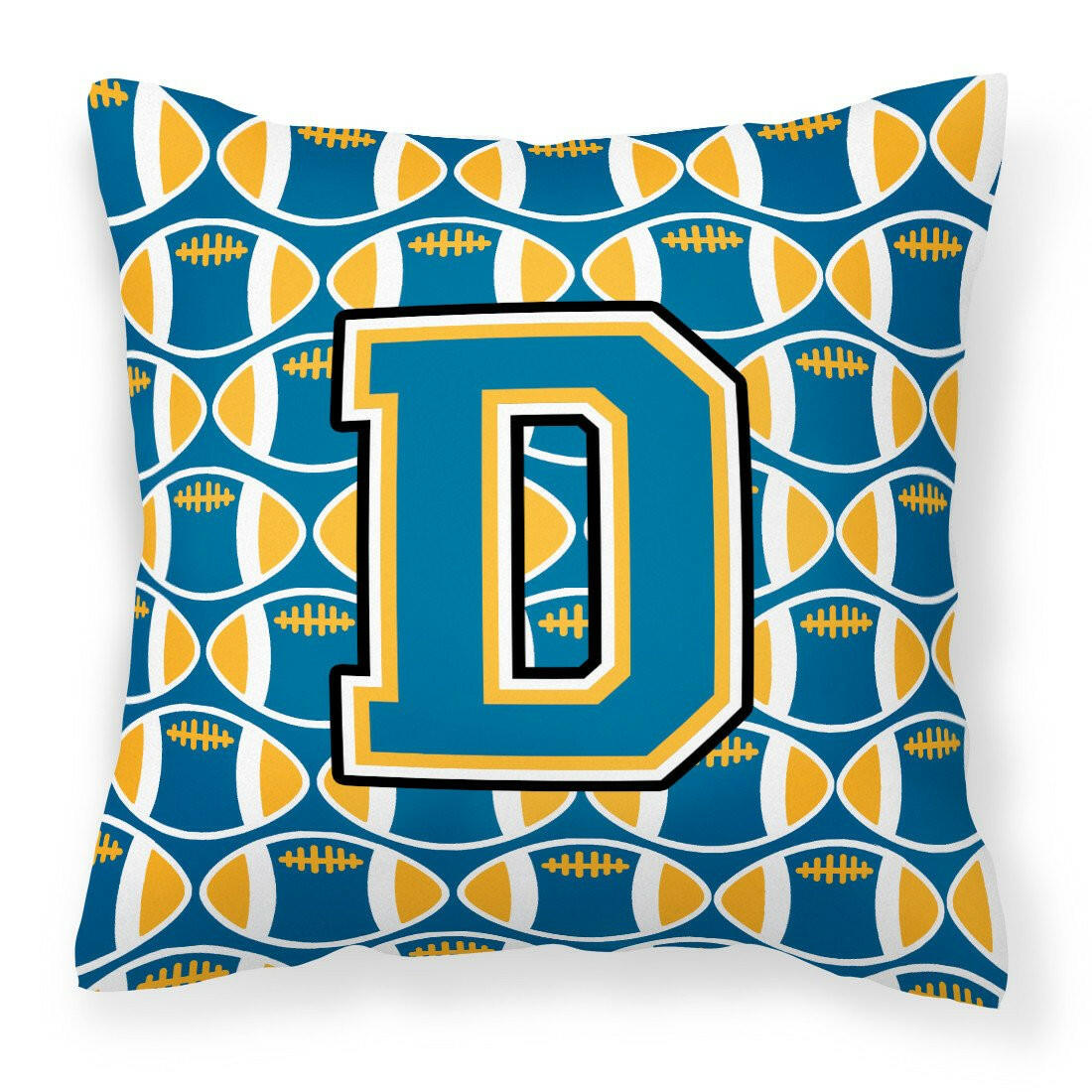 Letter D Football Blue and Gold Fabric Decorative Pillow CJ1077-DPW1414 by Caroline's Treasures