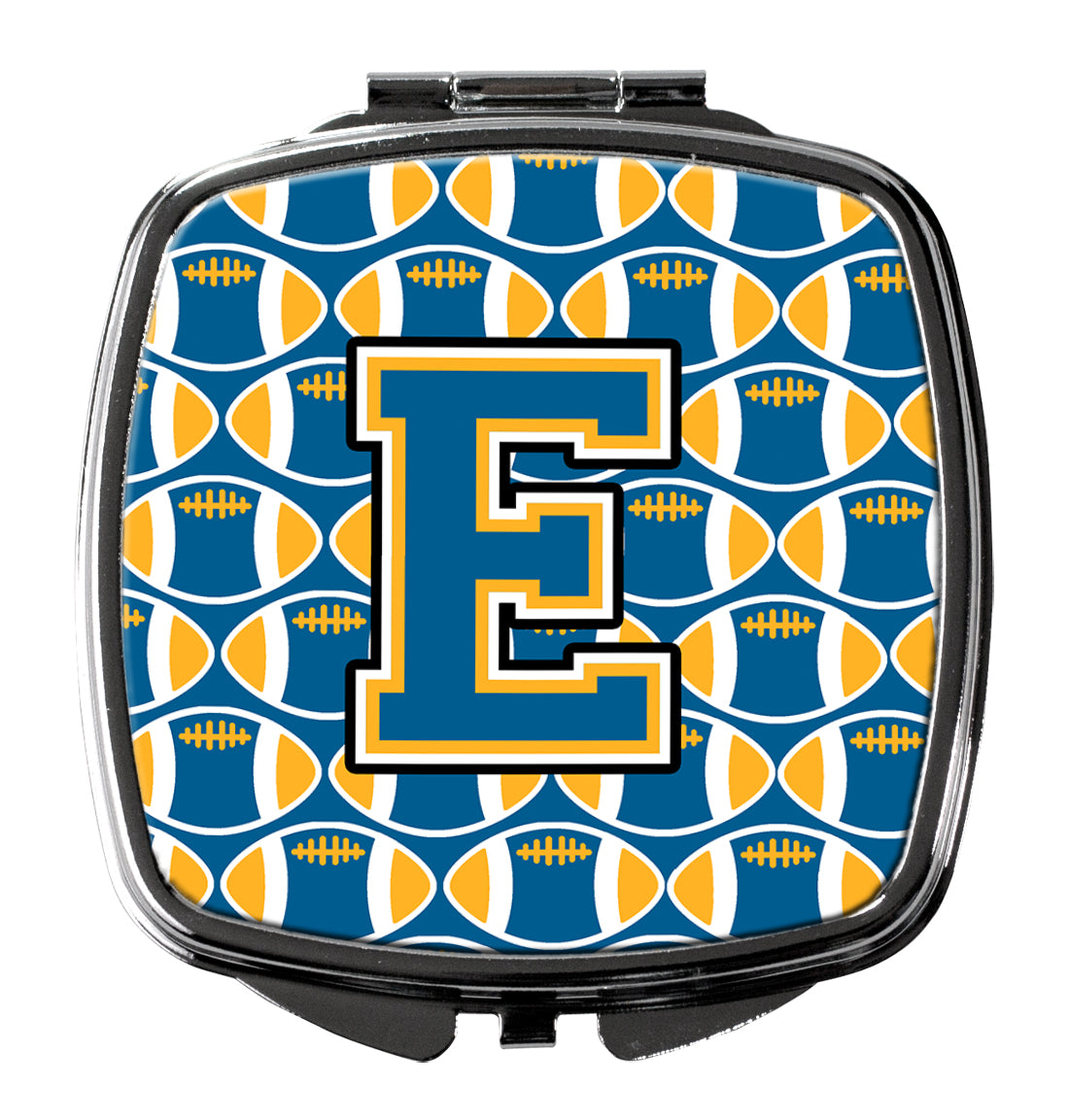 Letter E Football Blue and Gold Compact Mirror CJ1077-ESCM  the-store.com.