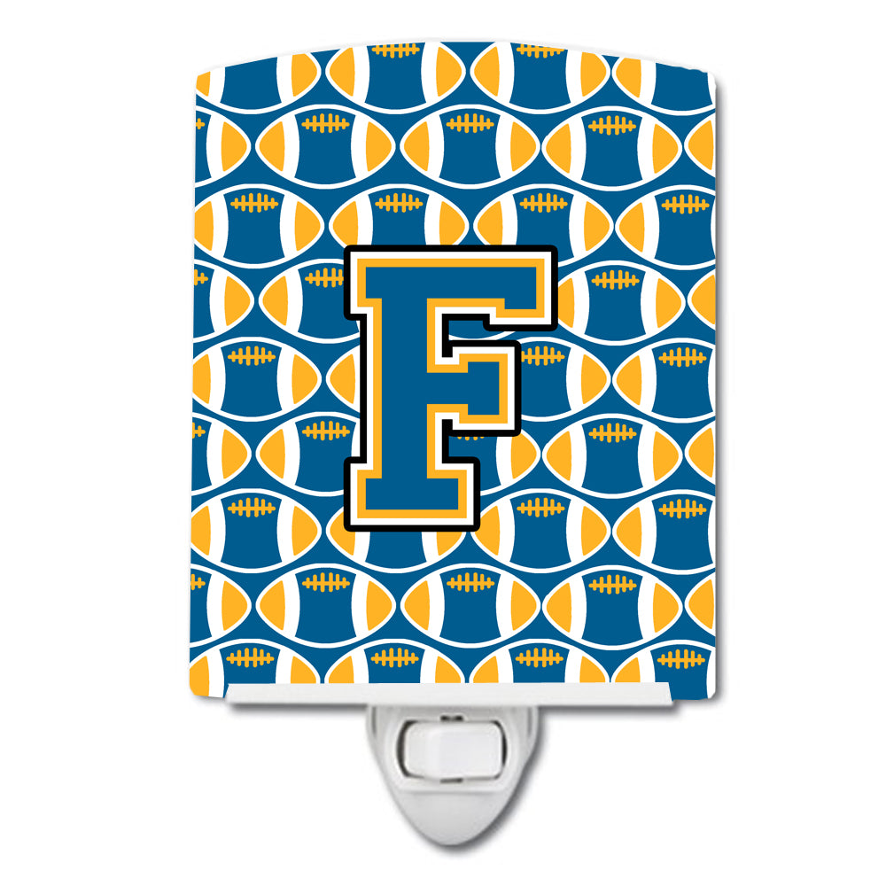 Letter F Football Blue and Gold Ceramic Night Light CJ1077-FCNL - the-store.com