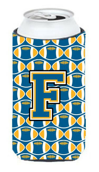 Letter F Football Blue and Gold Tall Boy Beverage Insulator Hugger CJ1077-FTBC by Caroline's Treasures