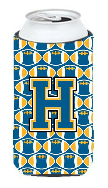 Letter H Football Blue and Gold Tall Boy Beverage Insulator Hugger CJ1077-HTBC by Caroline's Treasures