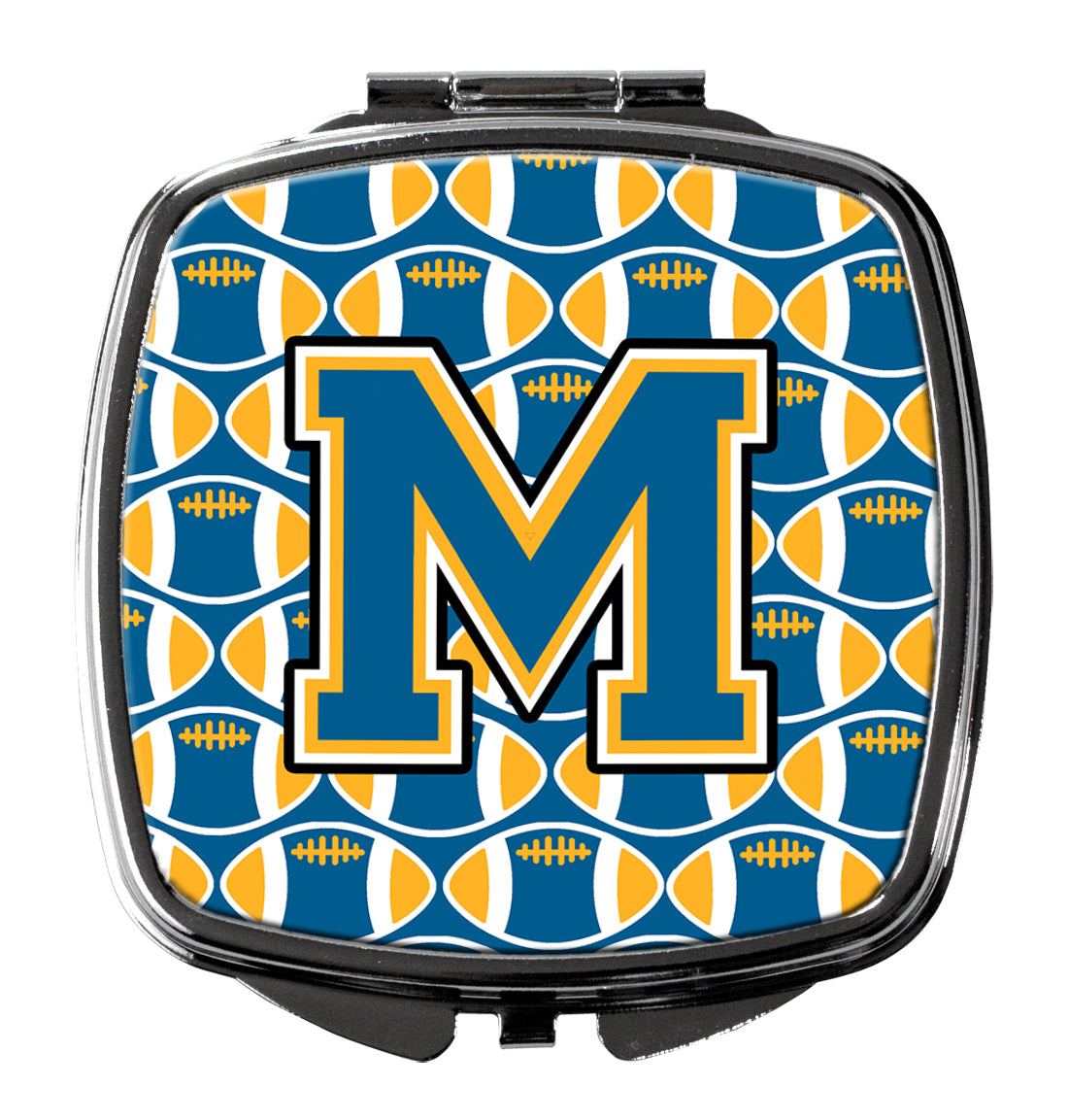 Letter M Football Blue and Gold Compact Mirror CJ1077-MSCM  the-store.com.