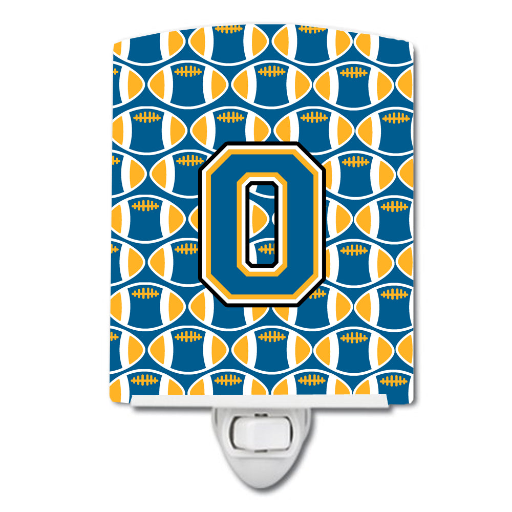 Letter O Football Blue and Gold Ceramic Night Light CJ1077-OCNL - the-store.com