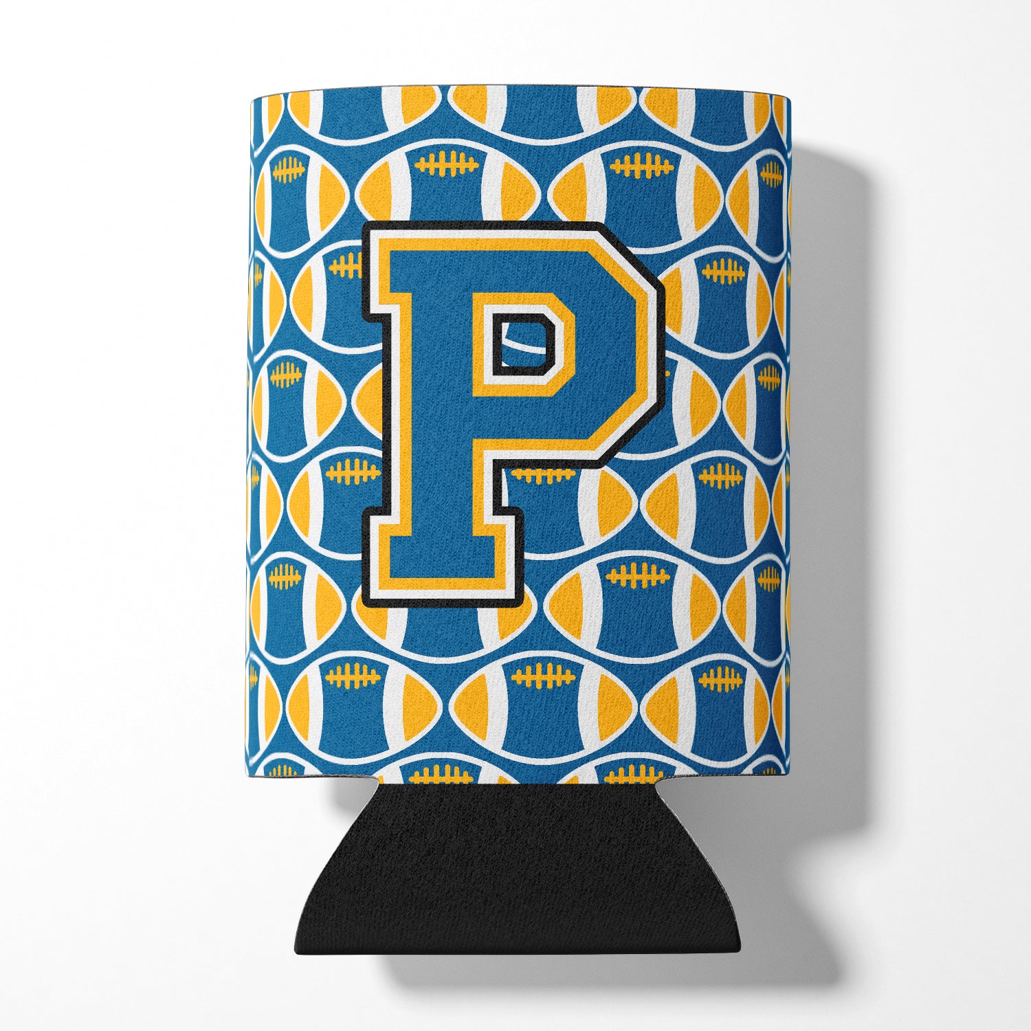 Letter P Football Blue and Gold Can or Bottle Hugger CJ1077-PCC.