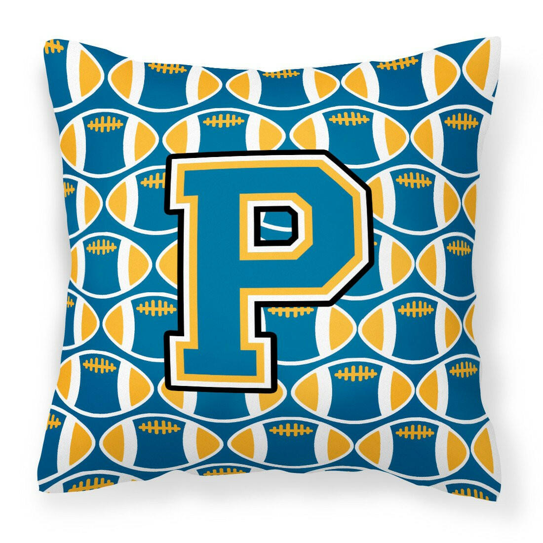 Letter P Football Blue and Gold Fabric Decorative Pillow CJ1077-PPW1414 by Caroline's Treasures