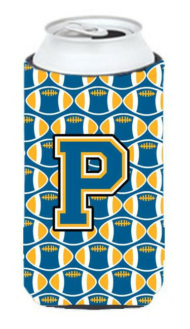 Letter P Football Blue and Gold Tall Boy Beverage Insulator Hugger CJ1077-PTBC by Caroline's Treasures