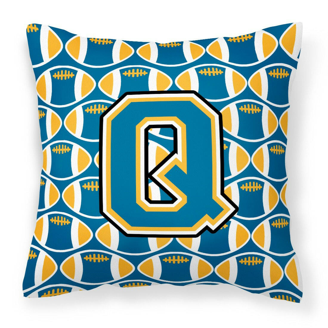 Letter Q Football Blue and Gold Fabric Decorative Pillow CJ1077-QPW1414 by Caroline's Treasures