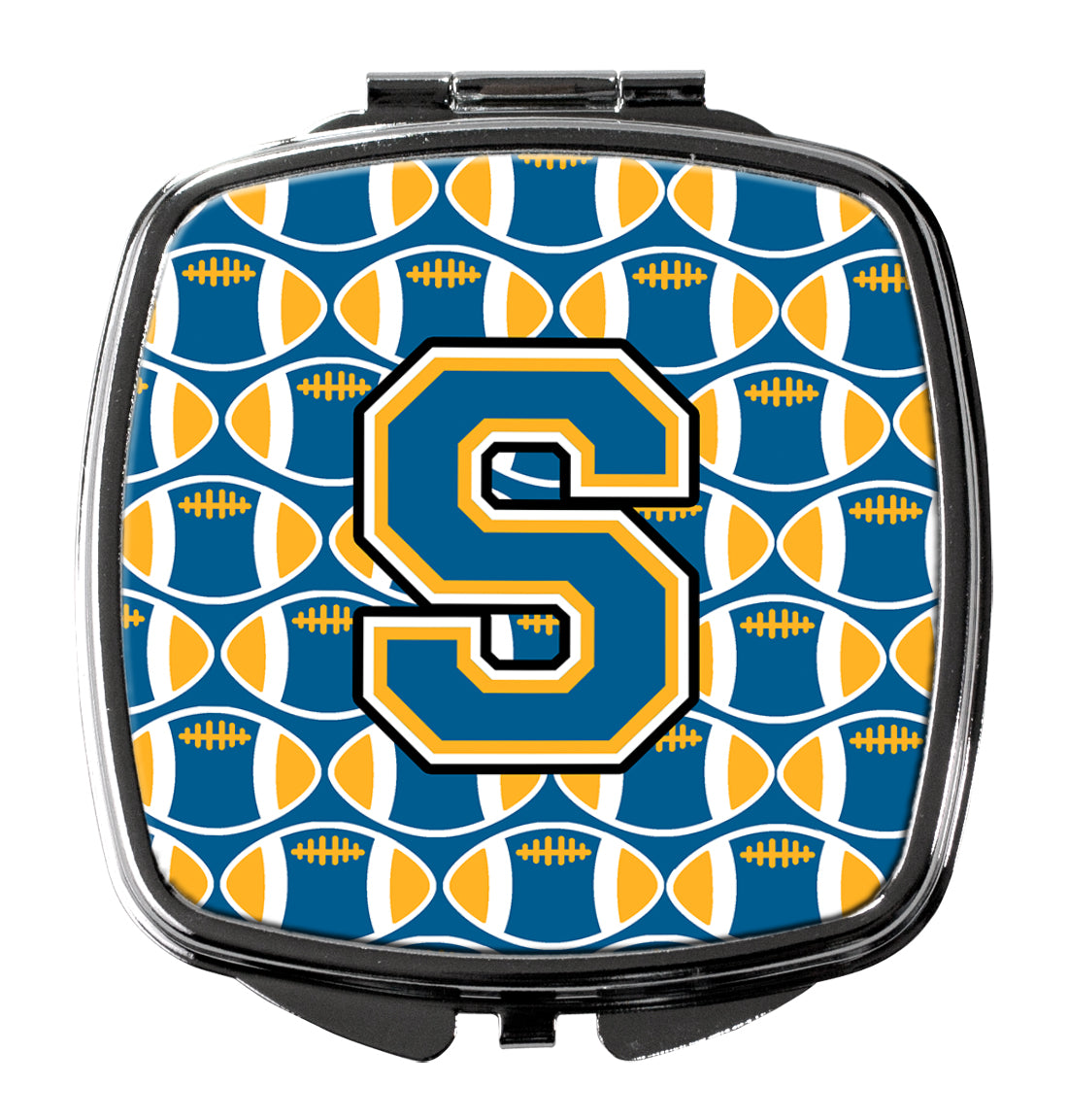 Letter S Football Blue and Gold Compact Mirror CJ1077-SSCM  the-store.com.