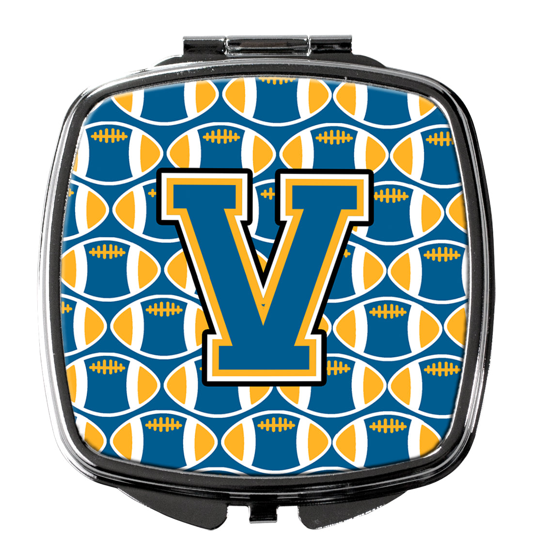 Letter V Football Blue and Gold Compact Mirror CJ1077-VSCM  the-store.com.