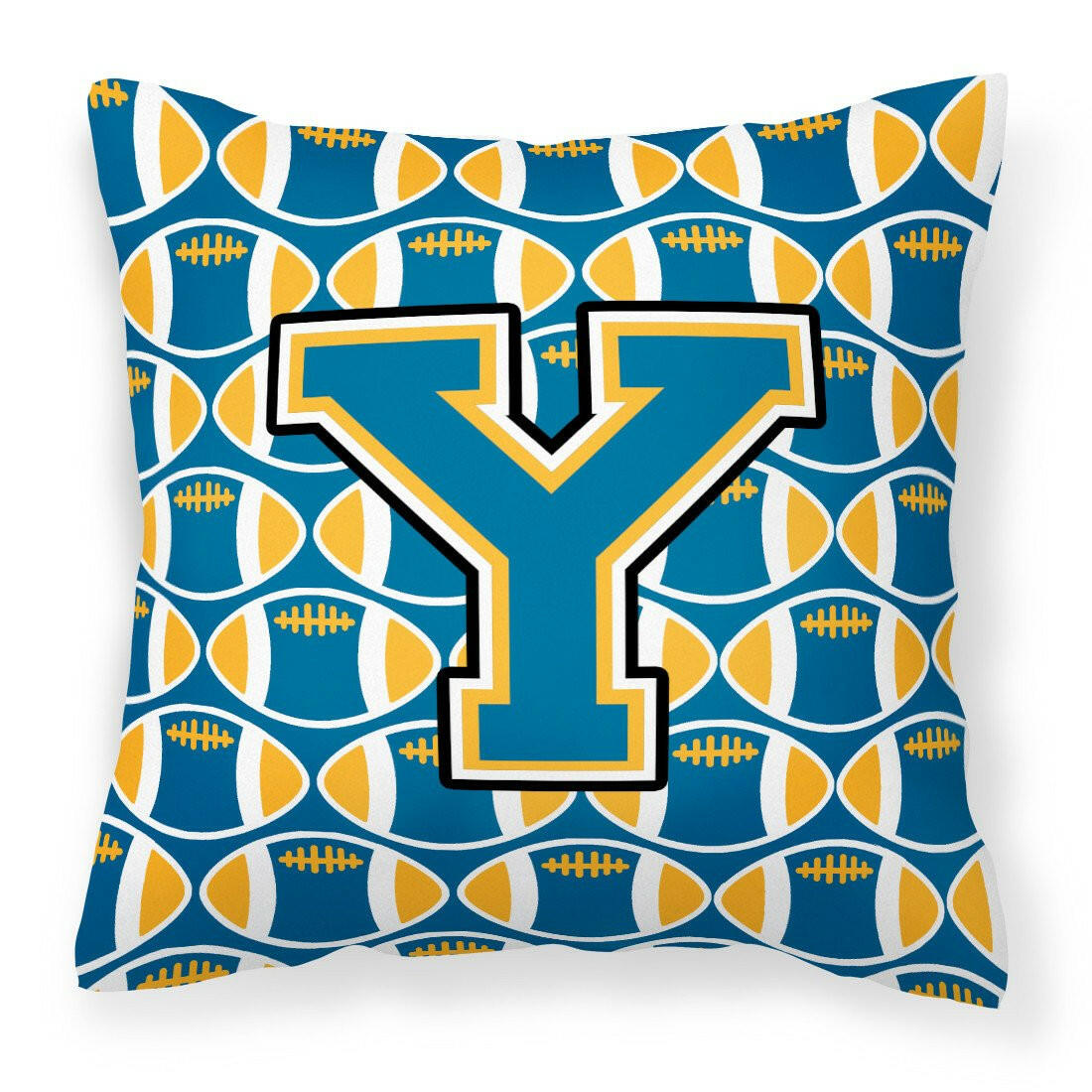 Letter Y Football Blue and Gold Fabric Decorative Pillow CJ1077-YPW1414 by Caroline's Treasures