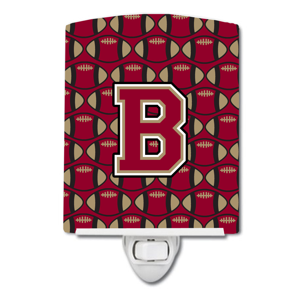 Letter B Football Garnet and Gold Ceramic Night Light CJ1078-BCNL - the-store.com