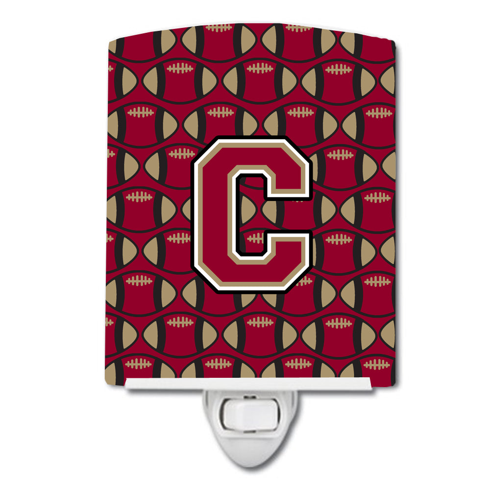 Letter C Football Garnet and Gold Ceramic Night Light CJ1078-CCNL - the-store.com