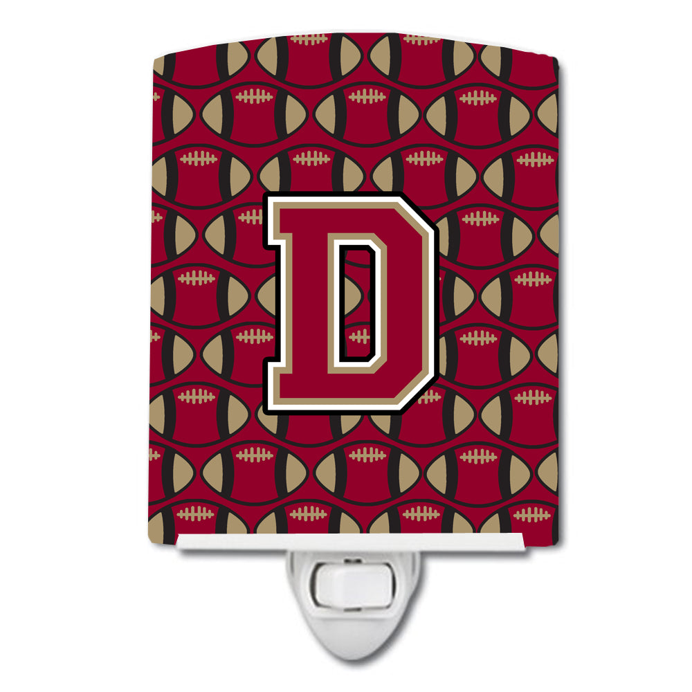 Letter D Football Garnet and Gold Ceramic Night Light CJ1078-DCNL - the-store.com