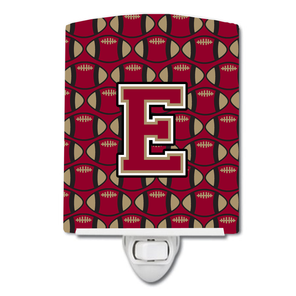 Letter E Football Garnet and Gold Ceramic Night Light CJ1078-ECNL - the-store.com