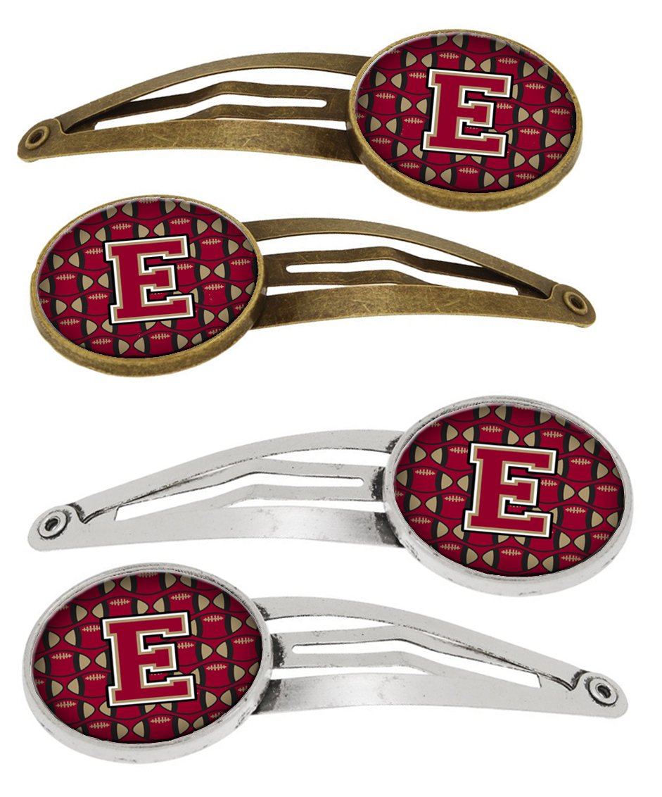 Letter E Football Garnet and Gold Set of 4 Barrettes Hair Clips CJ1078-EHCS4 by Caroline's Treasures