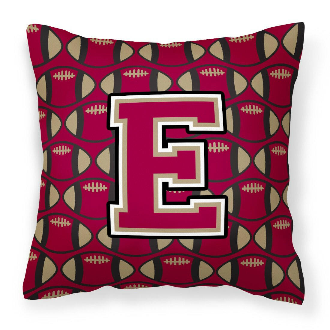 Letter E Football Garnet and Gold Fabric Decorative Pillow CJ1078-EPW1414 by Caroline's Treasures