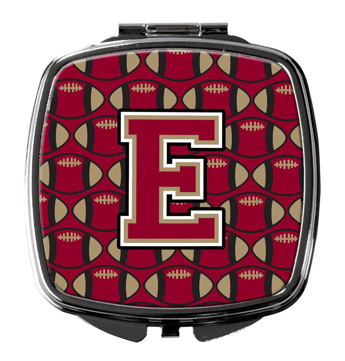 Letter E Football Garnet and Gold Compact Mirror CJ1078-ESCM  the-store.com.