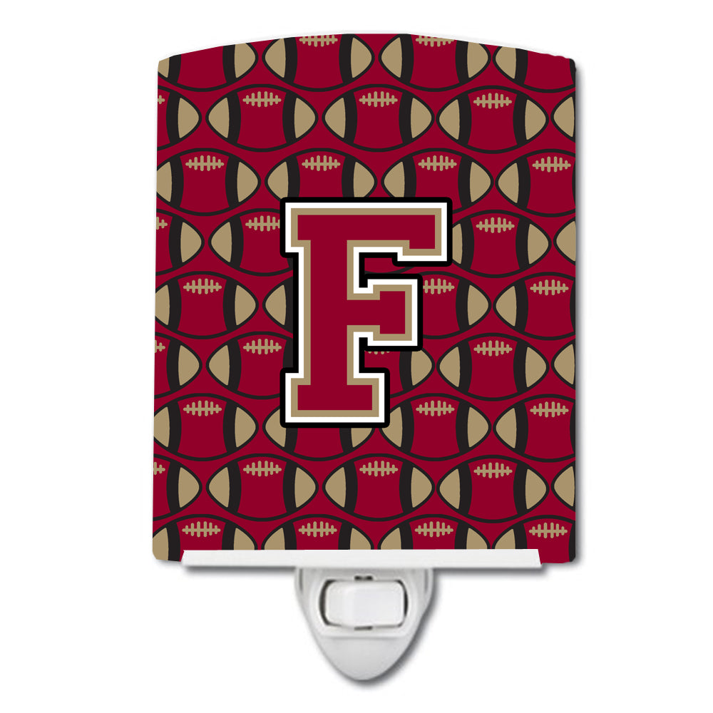 Letter F Football Garnet and Gold Ceramic Night Light CJ1078-FCNL - the-store.com