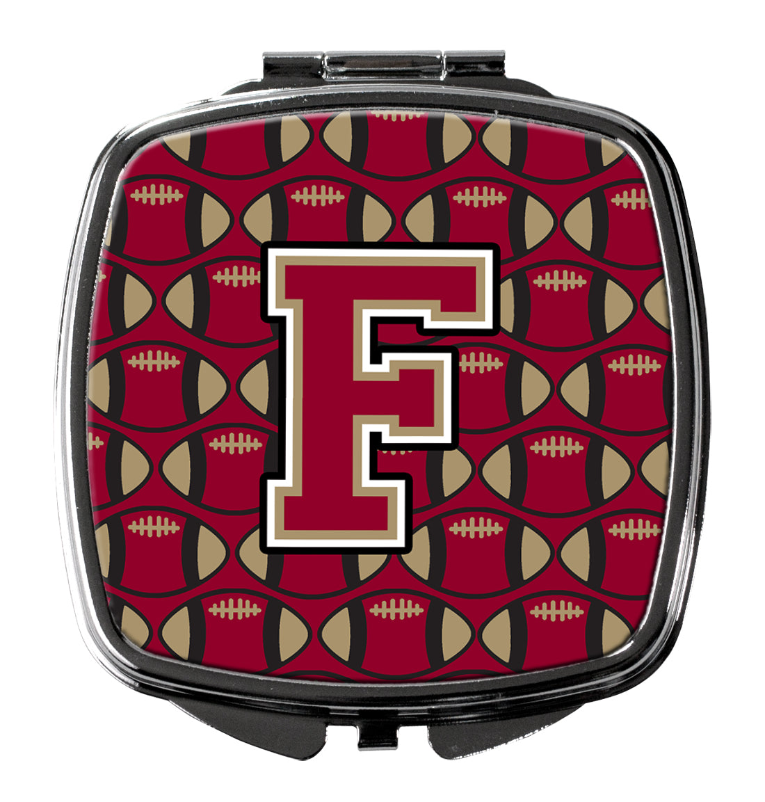 Letter F Football Garnet and Gold Compact Mirror CJ1078-FSCM  the-store.com.