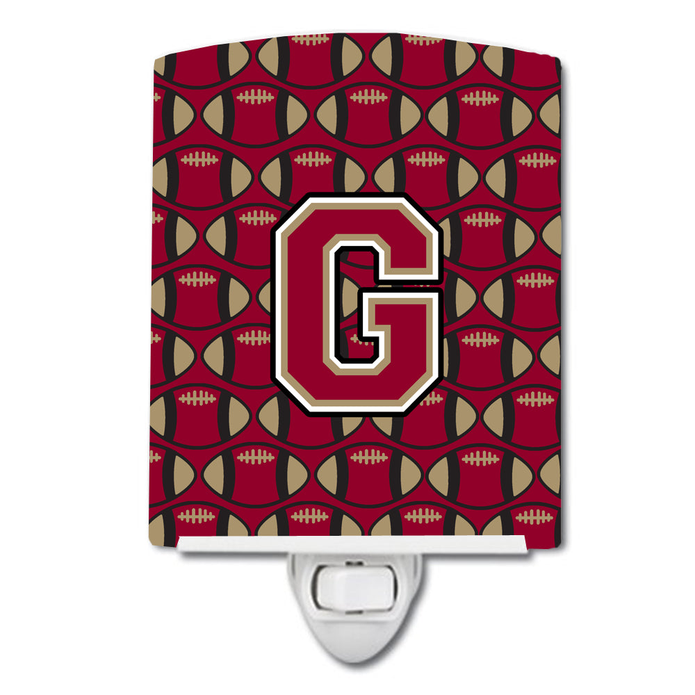 Letter G Football Garnet and Gold Ceramic Night Light CJ1078-GCNL - the-store.com