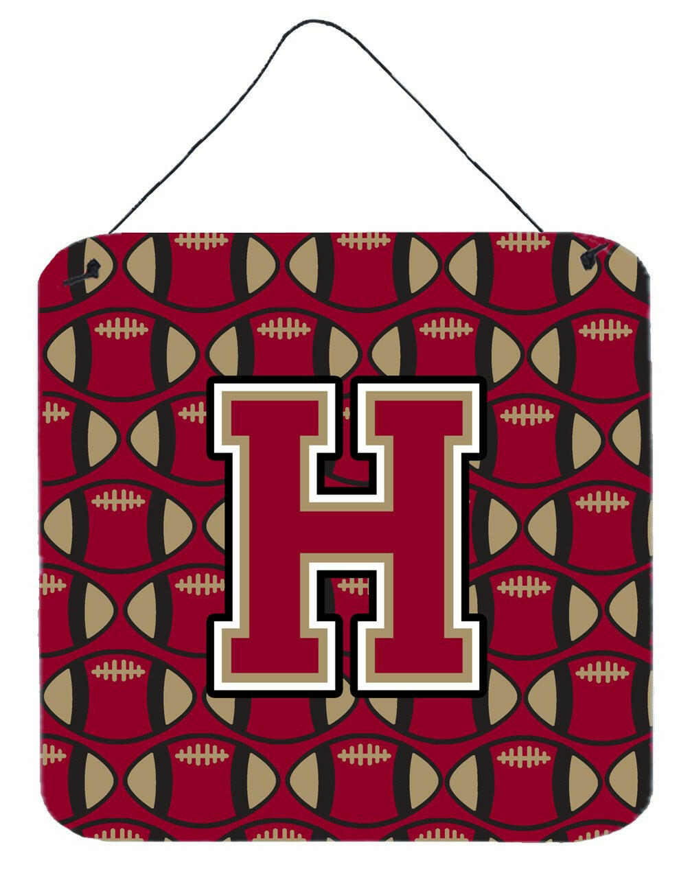 Letter H Football Garnet and Gold Wall or Door Hanging Prints CJ1078-HDS66 by Caroline&#39;s Treasures