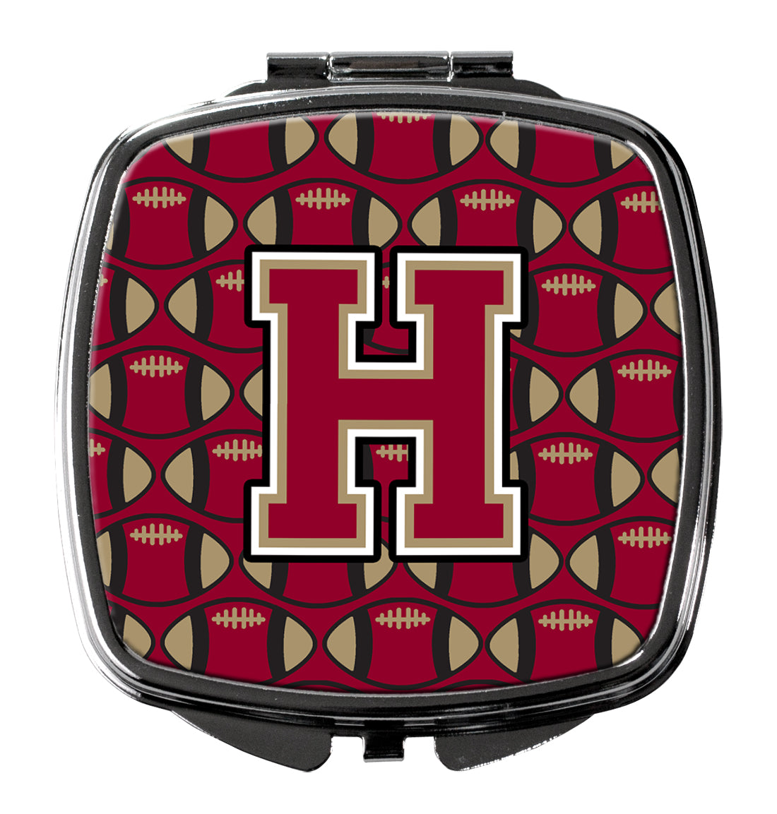 Letter H Football Garnet and Gold Compact Mirror CJ1078-HSCM  the-store.com.