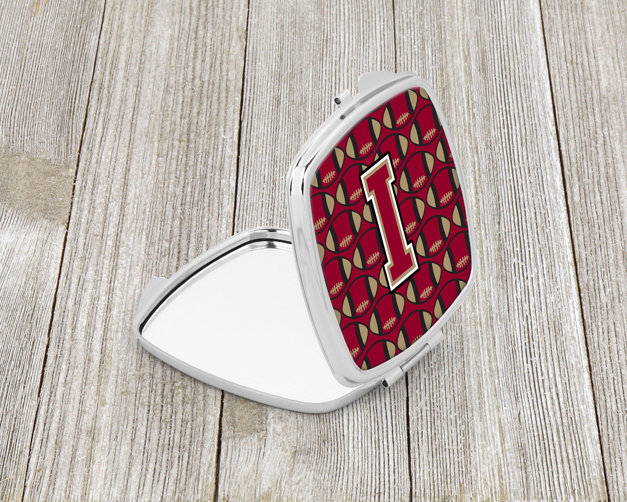 Letter I Football Garnet and Gold Compact Mirror CJ1078-ISCM  the-store.com.