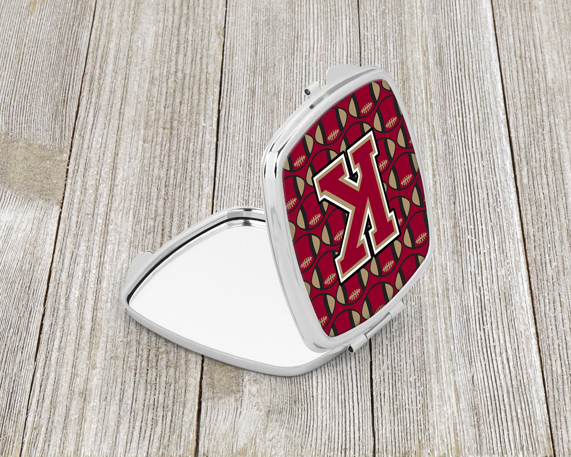 Letter K Football Garnet and Gold Compact Mirror CJ1078-KSCM  the-store.com.