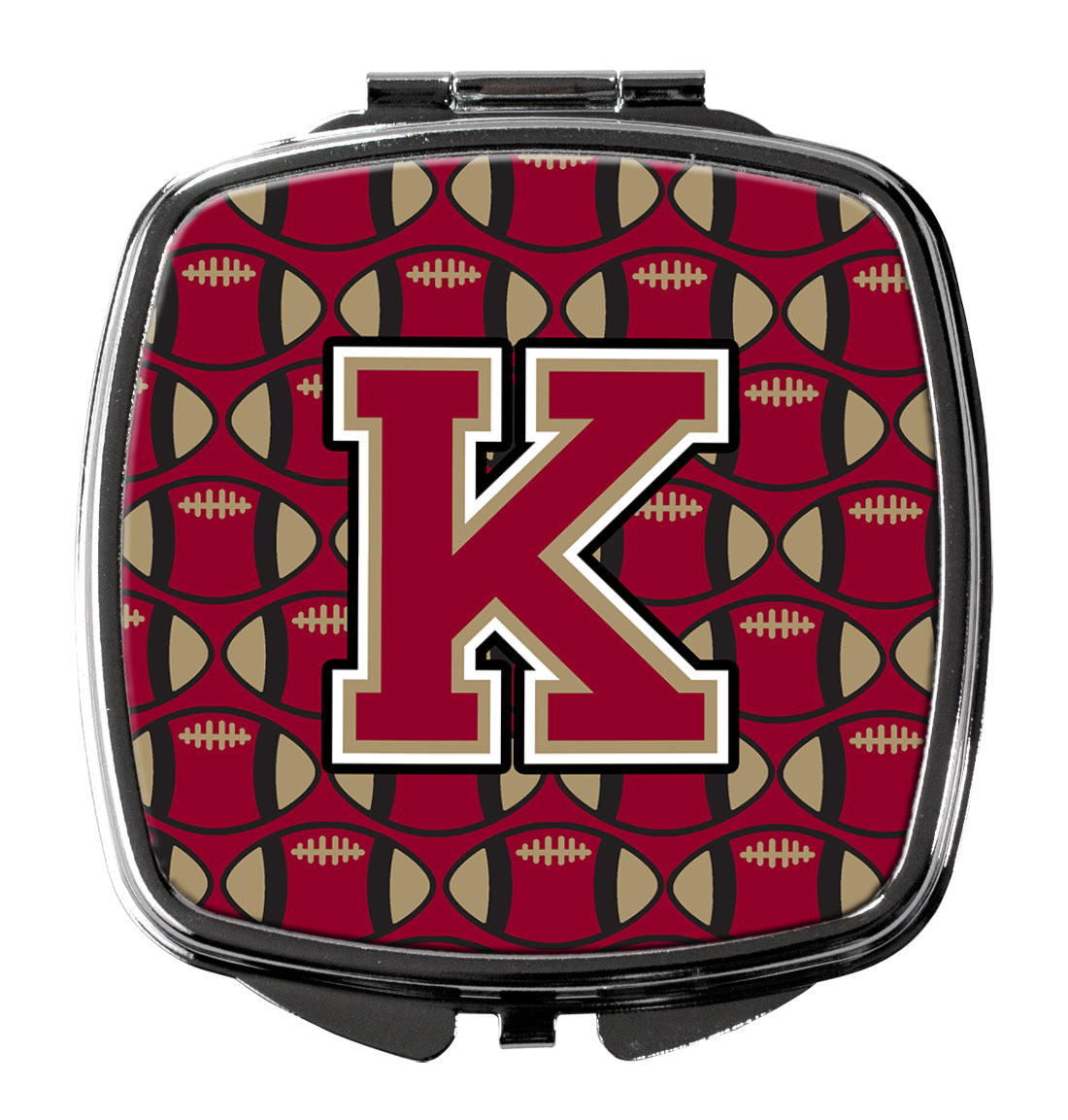 Letter K Football Garnet and Gold Compact Mirror CJ1078-KSCM  the-store.com.