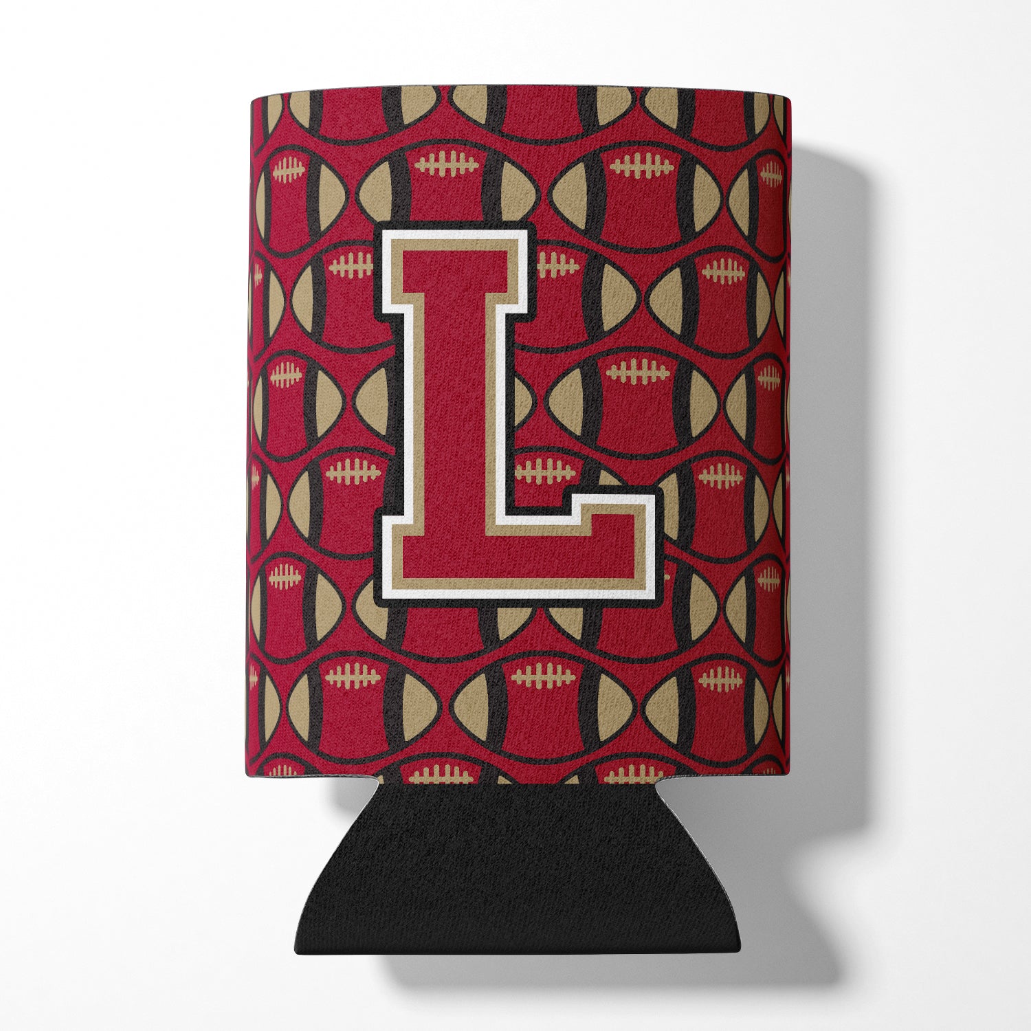 Letter L Football Garnet and Gold Can or Bottle Hugger CJ1078-LCC.