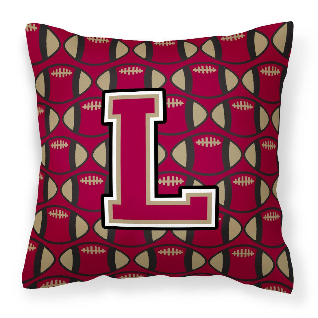 Letter L Football Garnet and Gold Fabric Decorative Pillow CJ1078-LPW1414 by Caroline's Treasures