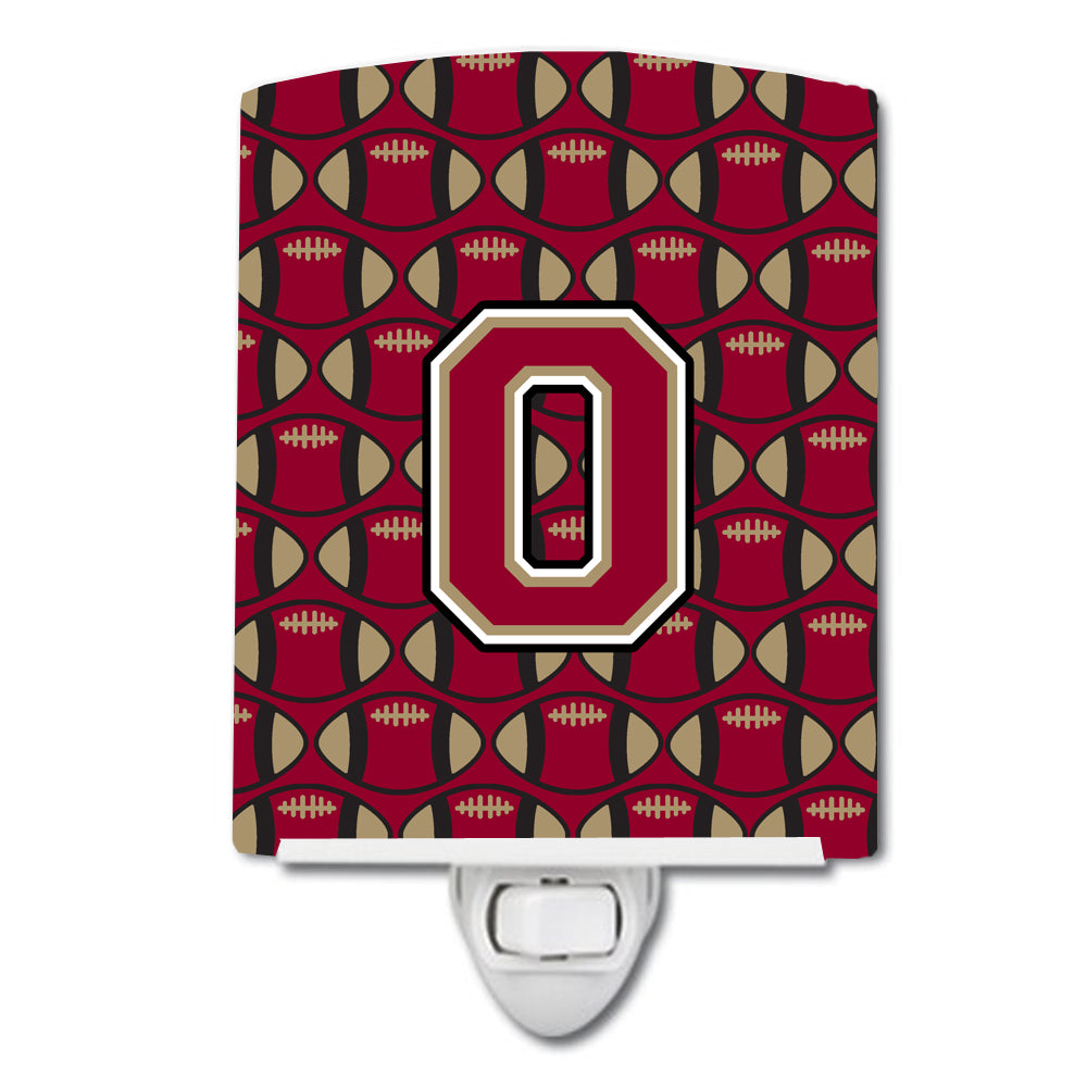 Letter O Football Garnet and Gold Ceramic Night Light CJ1078-OCNL - the-store.com