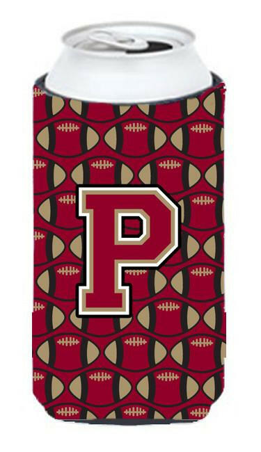 Letter P Football Garnet and Gold Tall Boy Beverage Insulator Hugger CJ1078-PTBC by Caroline's Treasures