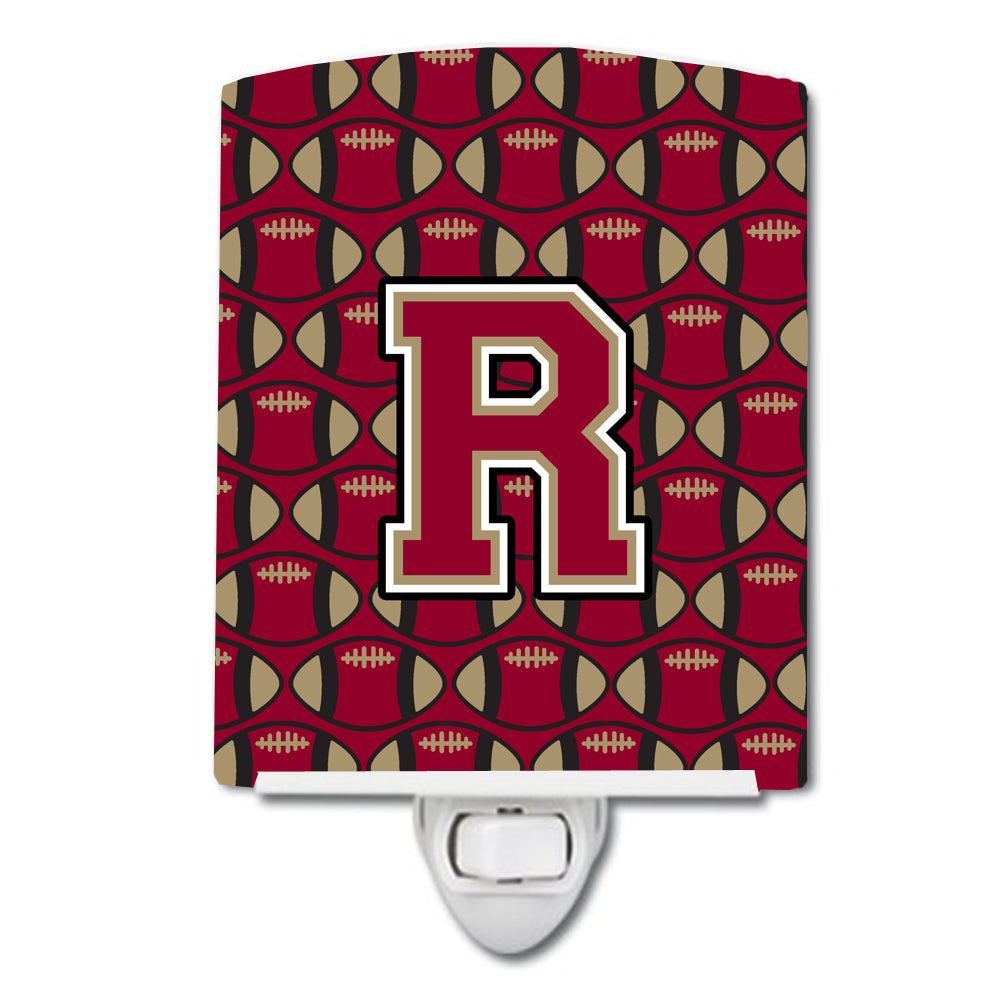 Letter R Football Garnet and Gold Ceramic Night Light CJ1078-RCNL - the-store.com