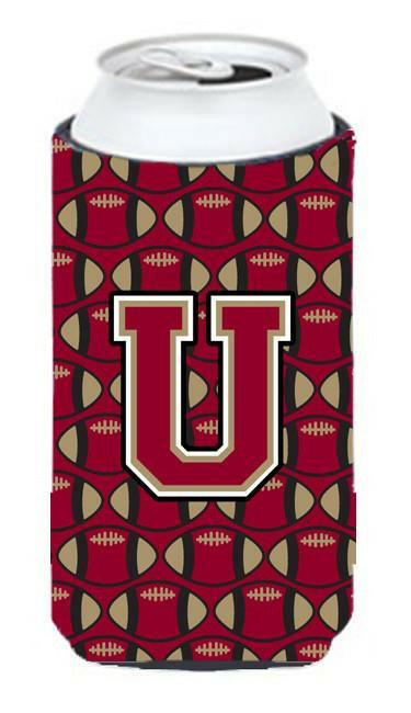 Letter U Football Garnet and Gold Tall Boy Beverage Insulator Hugger CJ1078-UTBC by Caroline's Treasures