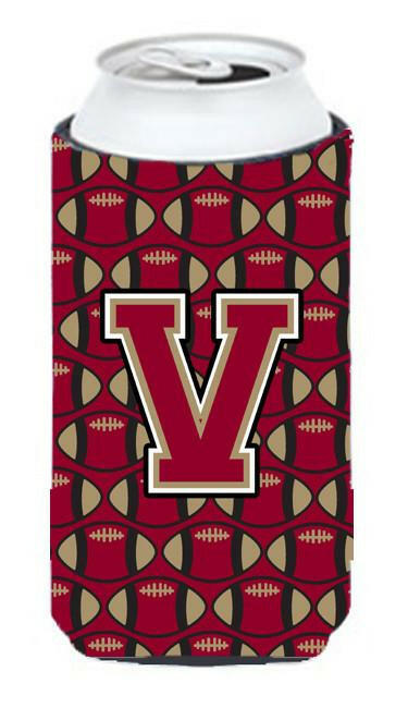 Letter V Football Garnet and Gold Tall Boy Beverage Insulator Hugger CJ1078-VTBC by Caroline's Treasures