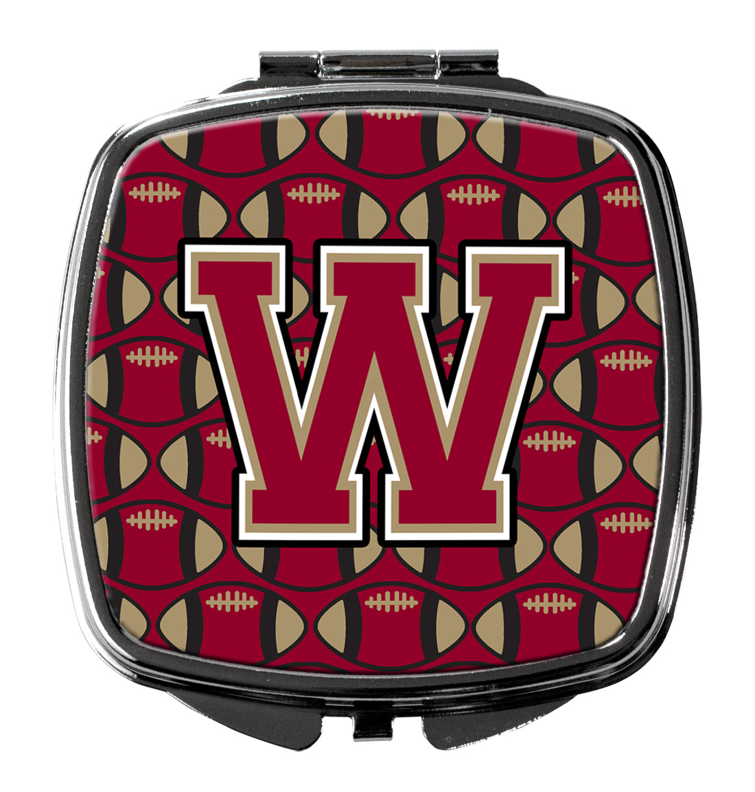 Letter W Football Garnet and Gold Compact Mirror CJ1078-WSCM  the-store.com.