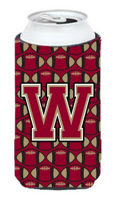 Letter W Football Garnet and Gold Tall Boy Beverage Insulator Hugger CJ1078-WTBC by Caroline's Treasures