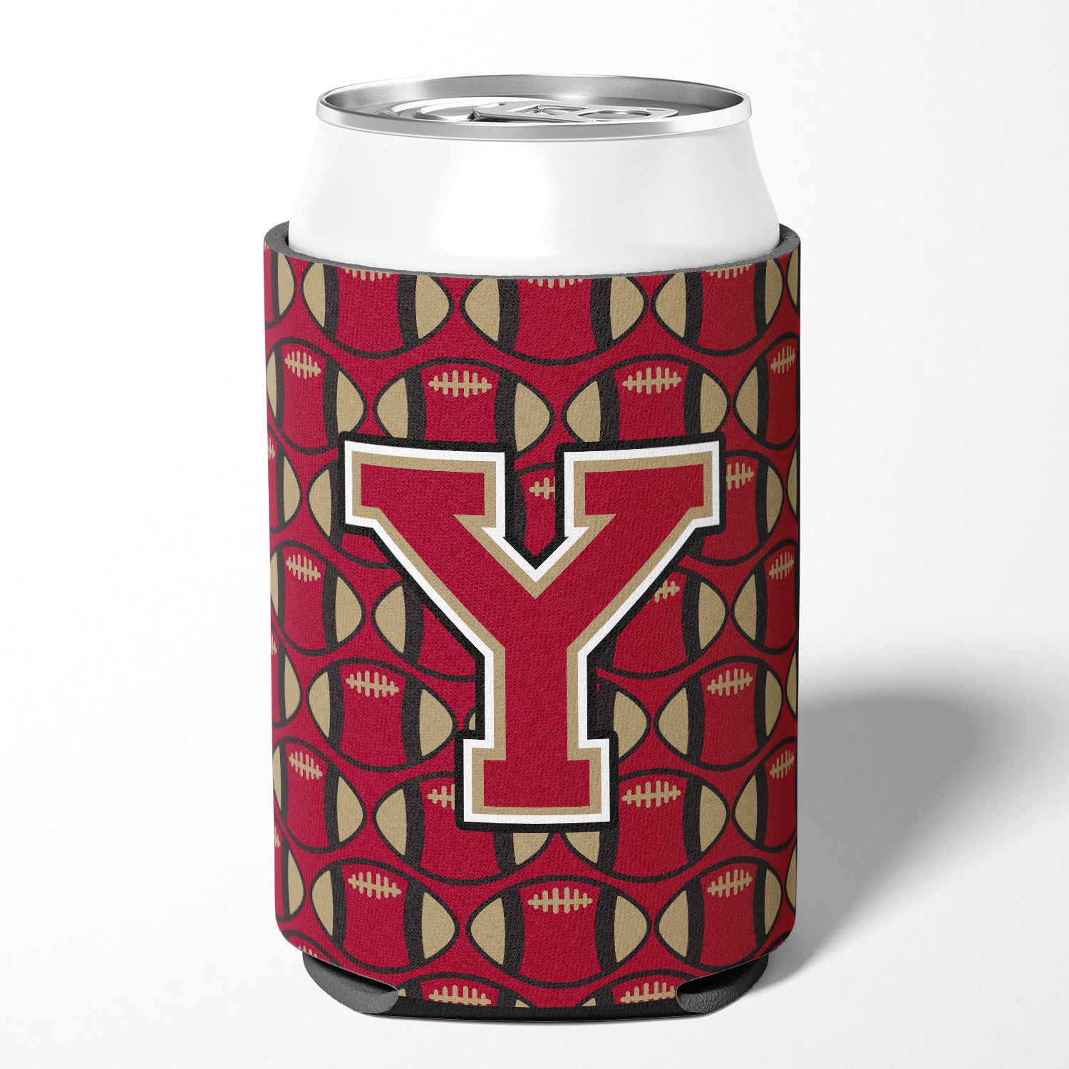 Letter Y Football Garnet and Gold Can or Bottle Hugger CJ1078-YCC.