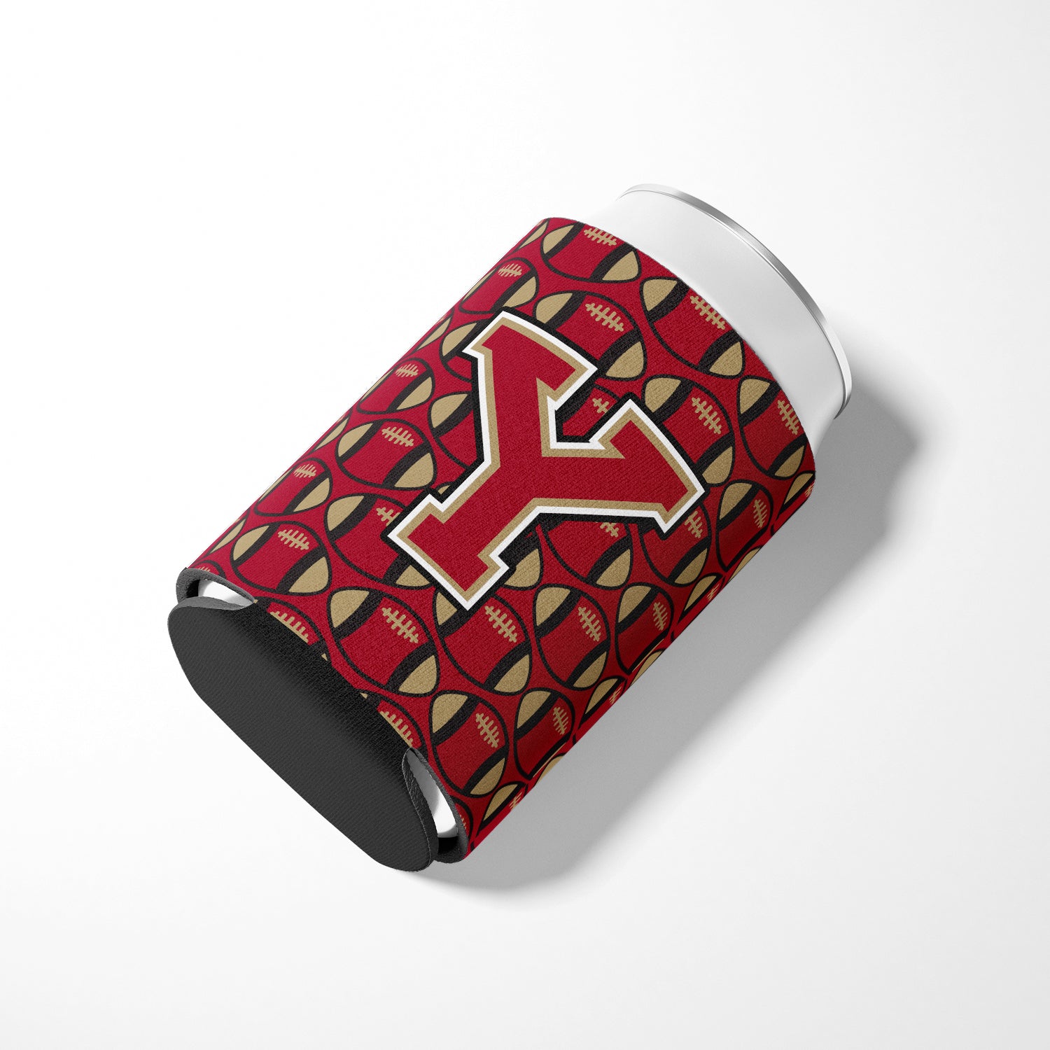 Letter Y Football Garnet and Gold Can or Bottle Hugger CJ1078-YCC.