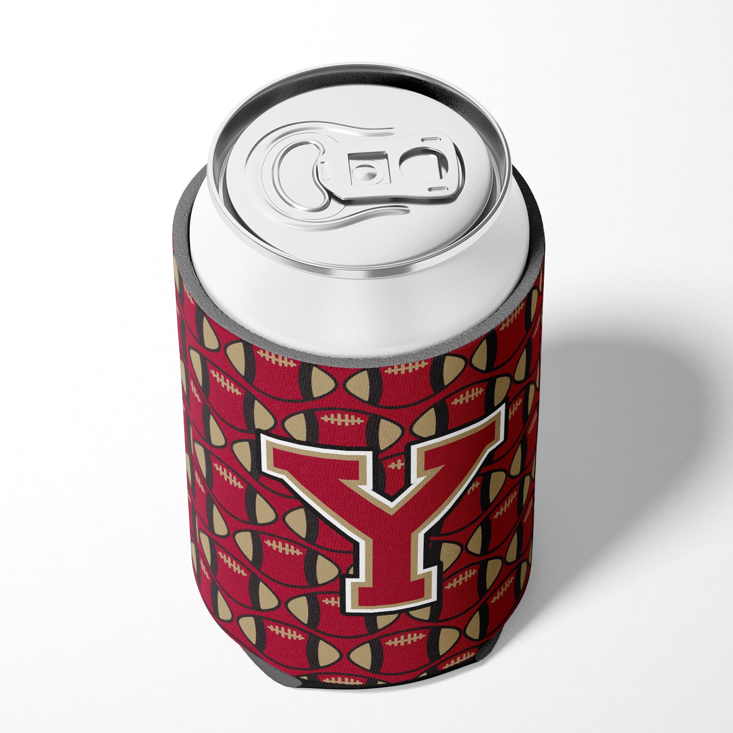 Letter Y Football Garnet and Gold Can or Bottle Hugger CJ1078-YCC.