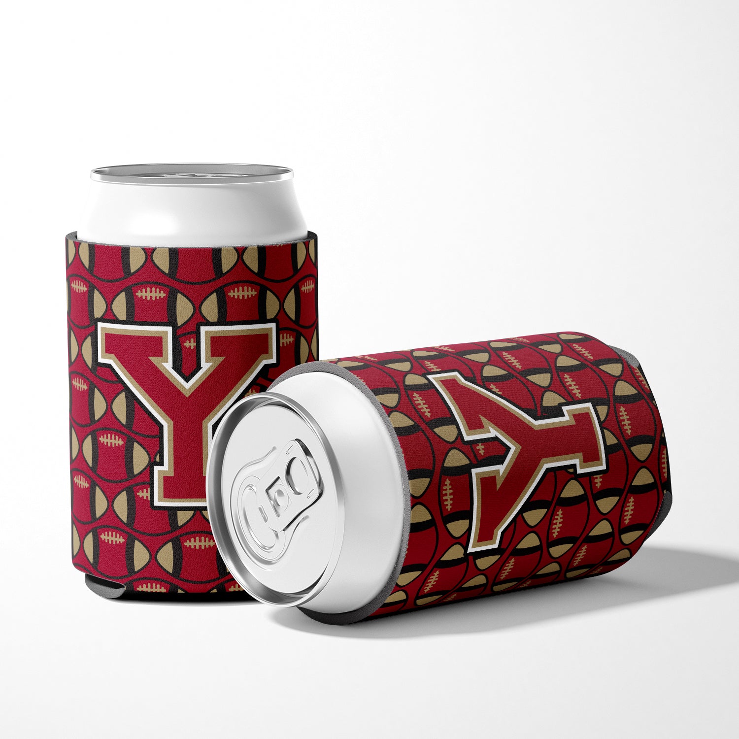 Letter Y Football Garnet and Gold Can or Bottle Hugger CJ1078-YCC.