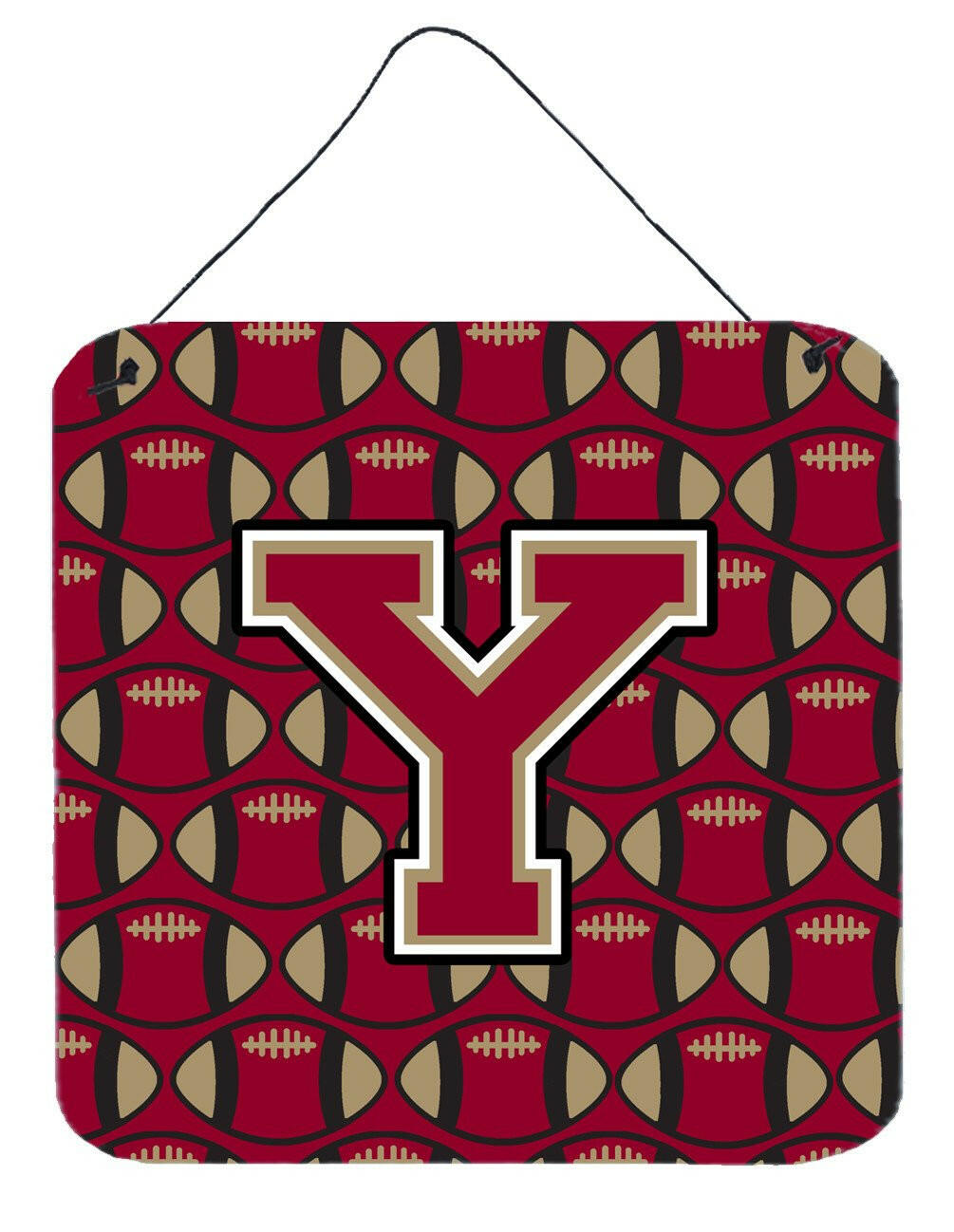 Letter Y Football Garnet and Gold Wall or Door Hanging Prints CJ1078-YDS66 by Caroline's Treasures