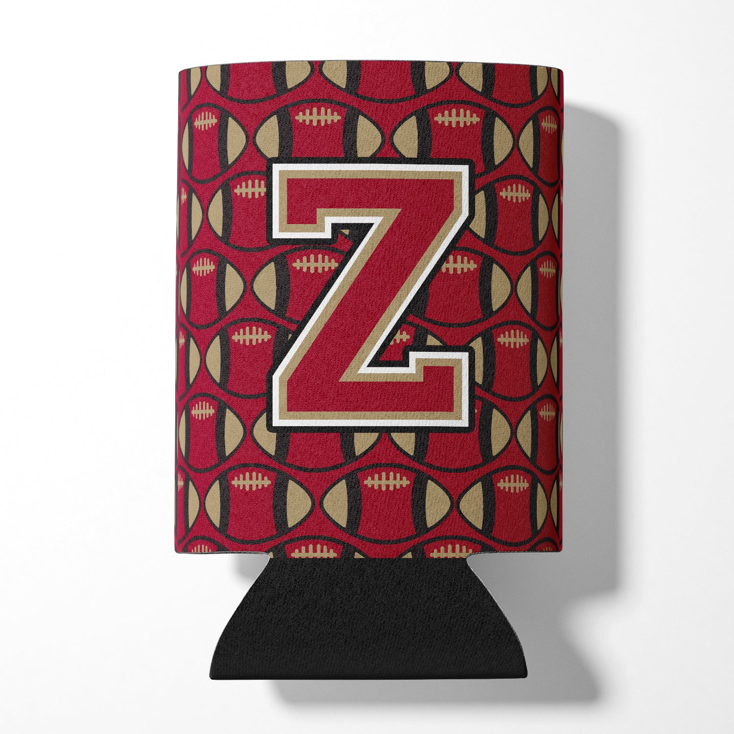 Letter Z Football Garnet and Gold Can or Bottle Hugger CJ1078-ZCC.