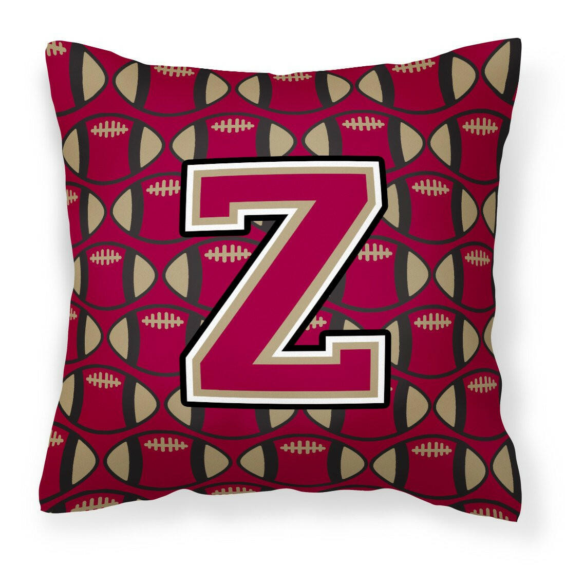 Letter Z Football Garnet and Gold Fabric Decorative Pillow CJ1078-ZPW1414 by Caroline's Treasures