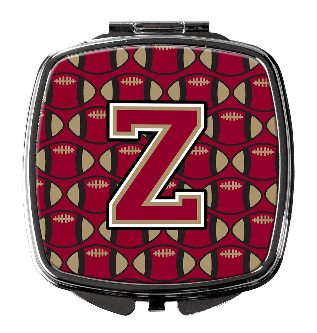 Letter Z Football Garnet and Gold Compact Mirror CJ1078-ZSCM  the-store.com.